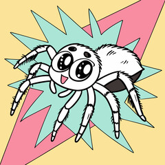 Jumping Spider Pop Art – Cartoon Style Explosion