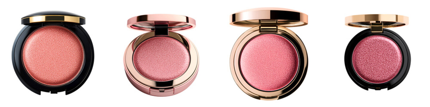 Elegant pink blusher compacts with gold accents