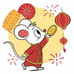 Mouse in Traditional Chinese New Year Outfit