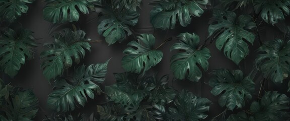 Intricate black & deep green exotic leaf pattern, mysterious, stylish , stylish, wallpaper