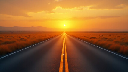 Peaceful Sunset Road in the Savanna
