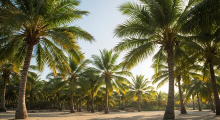 Obraz premium Palm Trees on Sandy Beach Under Sunlight