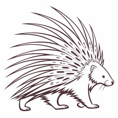 Porcupine in Minimalist Line Art