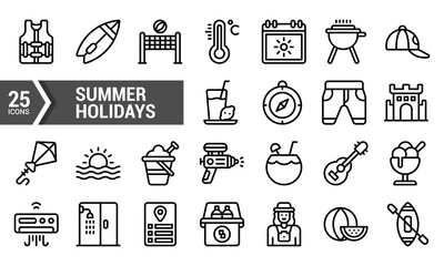 25 Summer Holidays Line Icons for Your Design Projects.