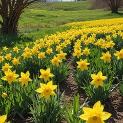 daffodils in spring, daffodils in the garden, daffodils in the park