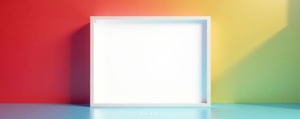 Naklejka premium Bold white square frame against bright backdrop , white, minimal