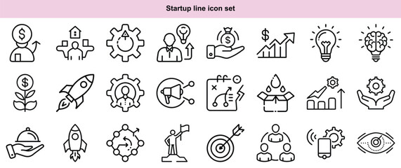 Startup Line Icons Vector Graphic Set