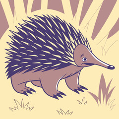 Stylized Echidna in Pop Art Colors