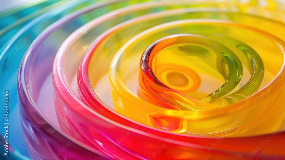 Poster abstract swirling patterns of colored glass with a soft focus.