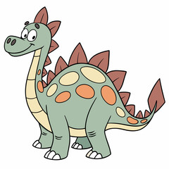 Stegosaurus &ndash; Cute Cartoon Style Vector