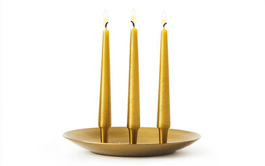 Simple Brass Advent Candle Holder Isolated on white background.