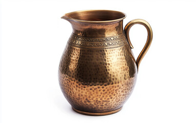 Simple Brass Water Pitcher for Sikh Rituals Isolated on white background.