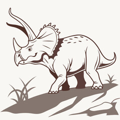 Triceratops – Side View Full Body Illustration