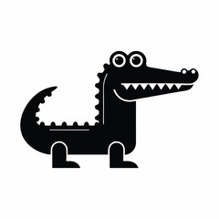 cartoon crocodile icon vector silhouette illustration isolated on white background © creative
