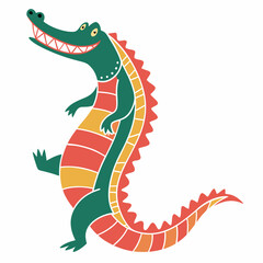 cartoon crocodile vector silhouette illustration isolated on white background