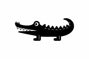 cartoon crocodile icon vector silhouette illustration isolated on white background