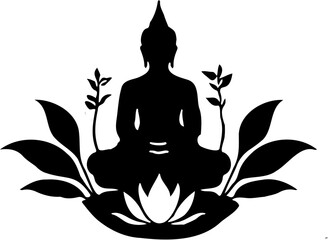 Vesak day silhouette with white background