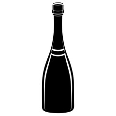 bottle of champagne vector silhouette illustration isolated on white background