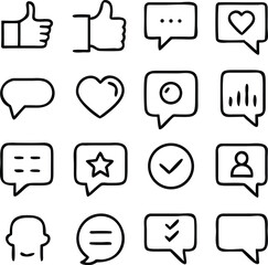 Feedback Icons Vector Set | Review, Rating, Response & User Opinion Line Pack