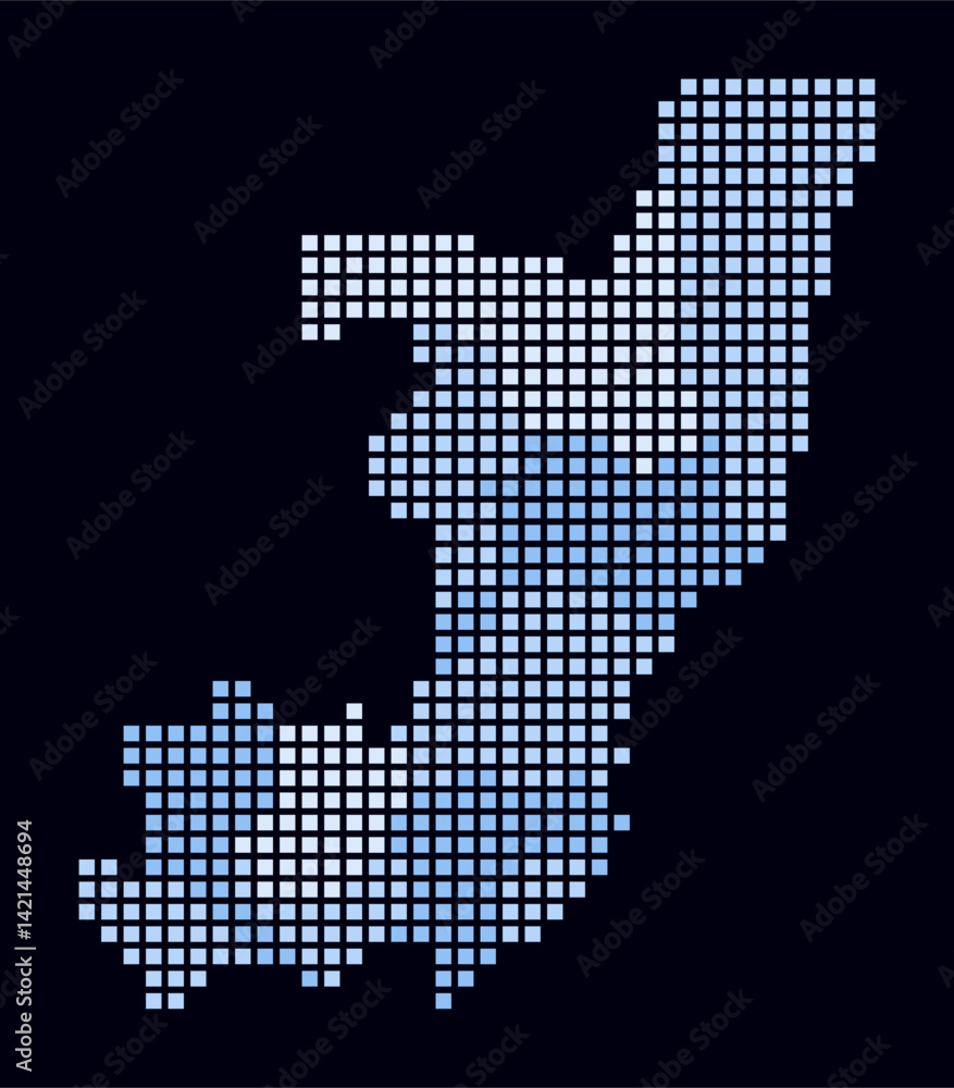 Poster republic of the congo dotted map. digital style map of the country on dark background. republic of t