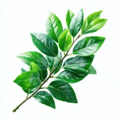 Fototapeta premium Branch with vibrant green leaves on a bright background