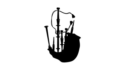 Bagpipes symbol, black isolated silhouette
