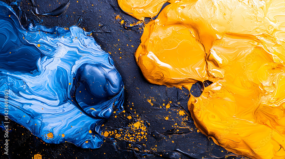 Poster dynamic abstract paint swirls studio digital art colorful environment close-up view artistic explora