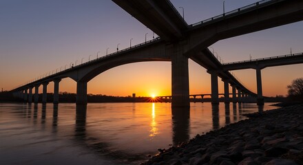 Fototapeta premium Bridges Over Water at Sunset