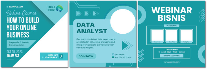 Informative Teal Business Webinars & Data Analytics Seminar Advertisement