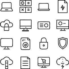 Technology Icons Vector Pack | Digital Devices, Circuits & Innovation Line Art Set