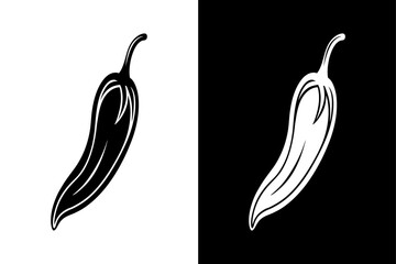 Minimalist Chilli Vector Icon – Monochrome Silhouette Art.