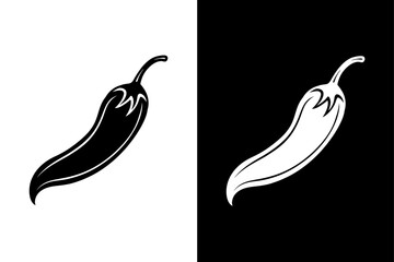 Minimalist Chilli Vector Icon – Monochrome Silhouette Art.