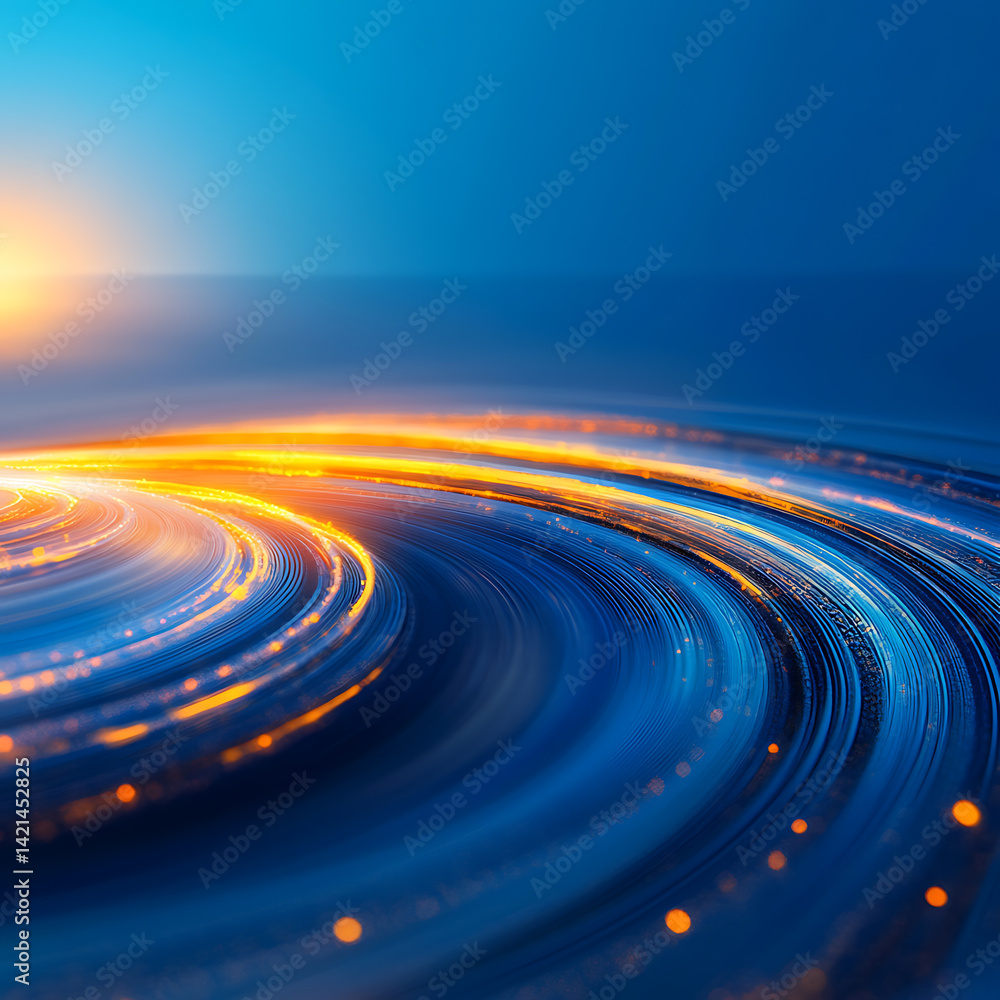 Poster dynamic swirling light patterns abstract ocean setting digital art tranquil environment close-up vie