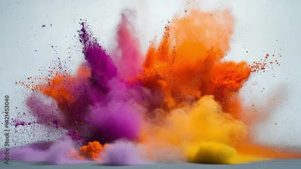 Aufkleber burst of hues: an explosion of vibrant colored powder fills the frame, creating a dynamic and visual
