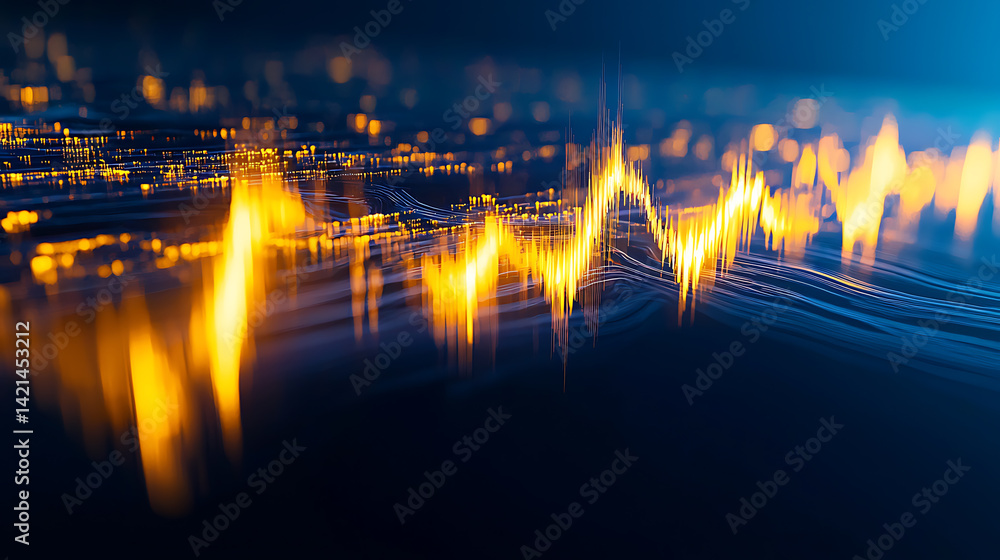 Poster analyzing sound waves digital audio visual representation abstract environment close-up view sound e