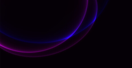 Luminous Purple and Blue Arcs on Black Background: A Modern Abstract Design Perfect for Technology and Creative Projects, Elegant Gradient and Smooth Lines