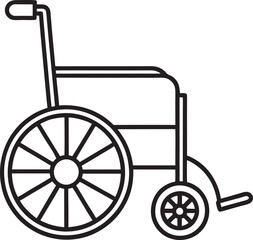 Wheel chair, icon design, vector. Black on white.