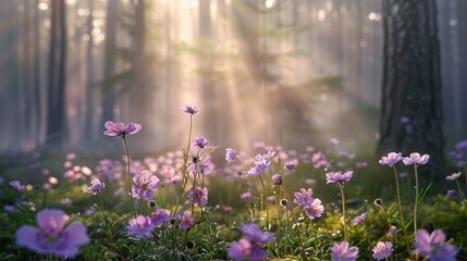 Obraz premium spring flowers in the forest
