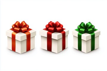 Fototapeta premium colorful boxes and colorful bows on a white background