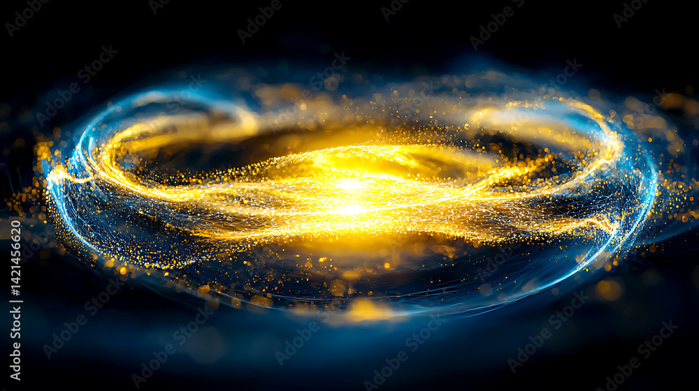 Poster dynamic energy swirl action abstract digital space vivid light and particles vibrant visual environm