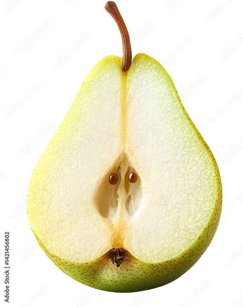 Poster pear half isolated png. green pear half on transparent background. png format. pear slice with no ba