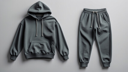 Charcoal Gray Streetwear Mockup - Oversized Hoodie and Jogger Pants