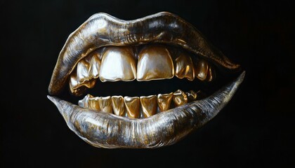 Gilded Glamour: A Study of Decadence and Oral Fixation Depicted in Metallic Tones