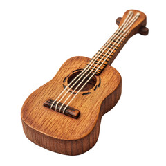 Fototapeta premium Miniature Wooden Guitar Toy With String Detail Isola on a transparent background