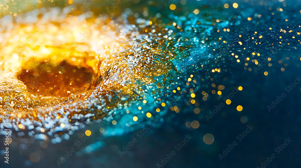 Poster dynamic cosmic explosion outer space abstract art colorful environment close-up view energy concept