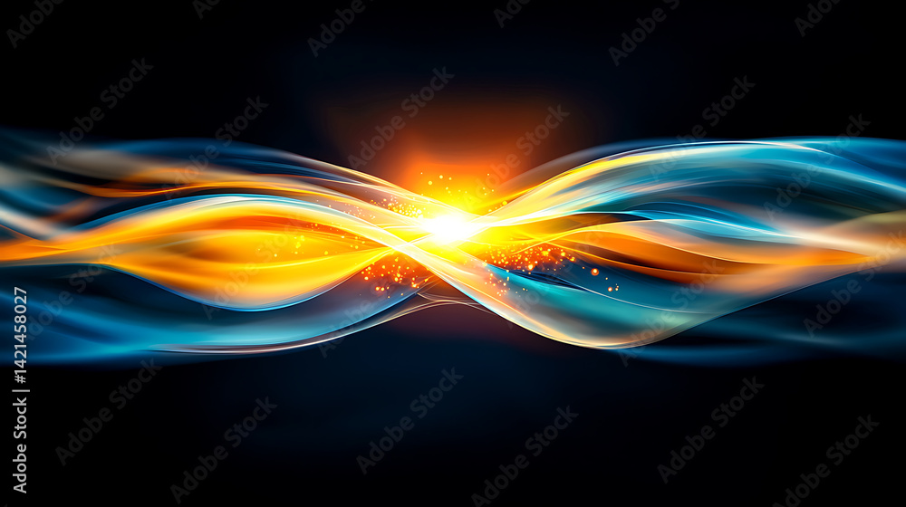 Poster dynamic light waves creating energy effects abstract setting digital art vibrant environment aesthet