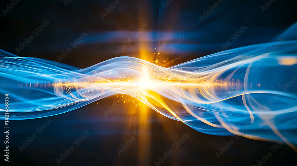 Poster dynamic energy waves abstract space digital artwork colorful motion artistic perspective visual conc