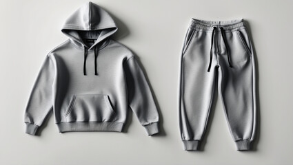 Modern Streetwear Mockup with Oversized Hoodie and Jogger Pants - White Background
