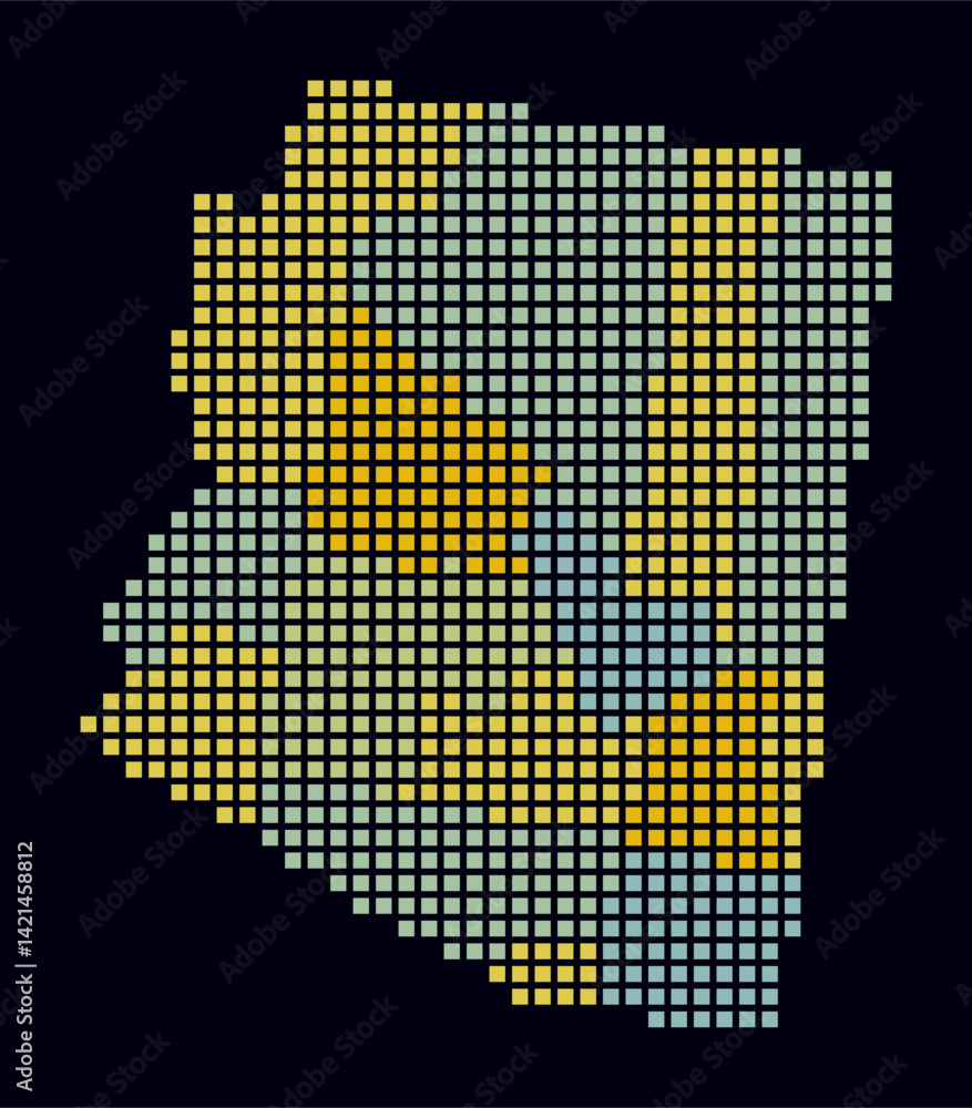 Poster arizona dotted map. digital style map of the state on dark background. arizona shape with square dot