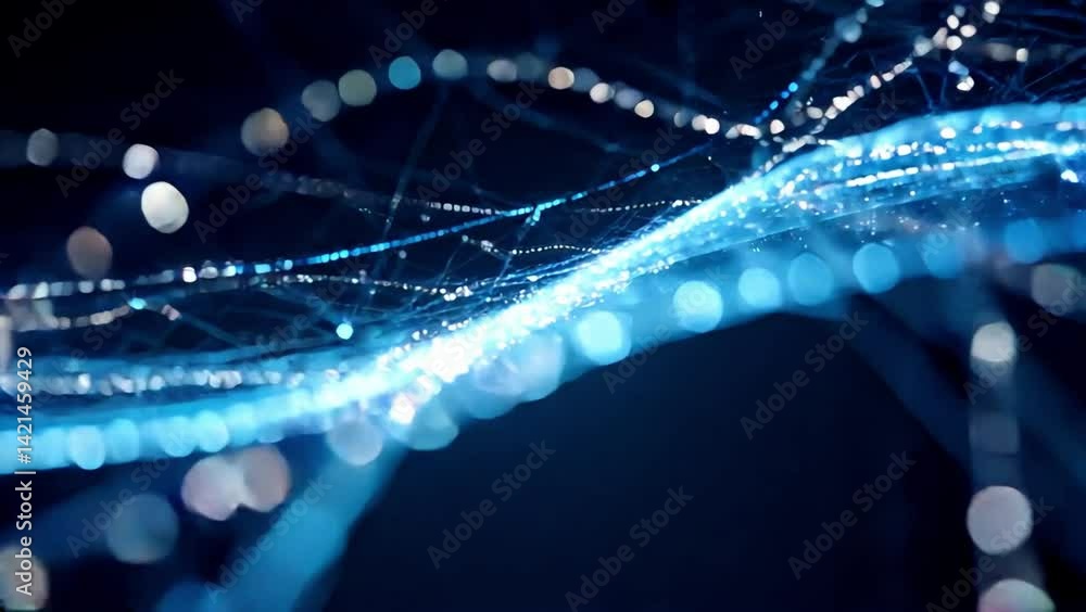 Poster Dynamic Blue Light Data Streams Flowing in Continuous Dark Loop